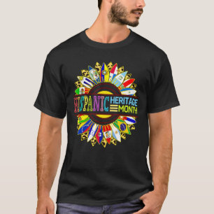 Hispanic Heritage Month Latino Countries Flags Sun T-Shirt
