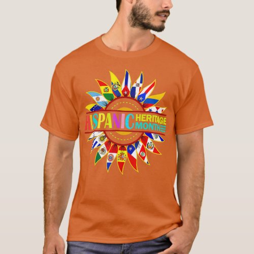 Hispanic Heritage Month Latino Countries Flags Sun T_Shirt