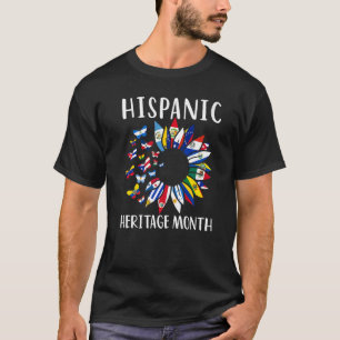 Hispanic Heritage Month Latino Countries Flags Sun T-Shirt