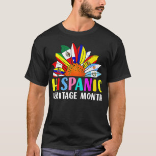 Hispanic Heritage Month Latino Countries Flags Sun T-Shirt