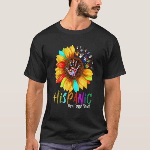 Hispanic Heritage Month Latino Countries Flags Sun T_Shirt