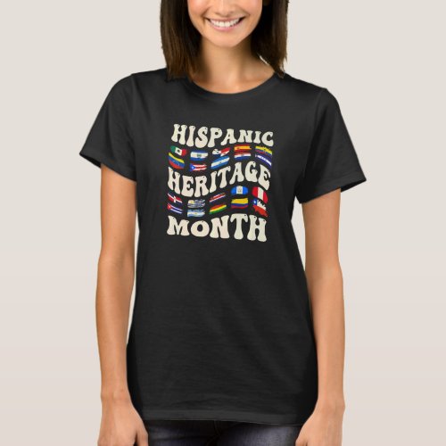 Hispanic Heritage Month  Latino Countries Groovy F T_Shirt