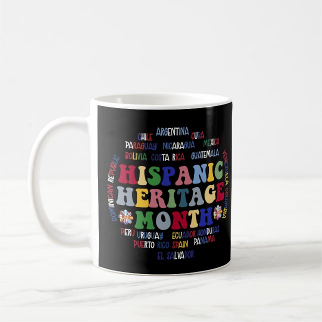 Hispanic Heritage Month Latino Countries Names Coffee Mug (Left)
