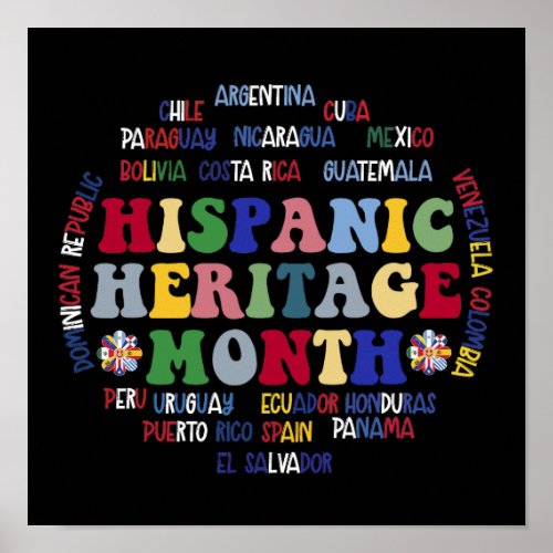 Hispanic Heritage Month Latino Countries Names Poster