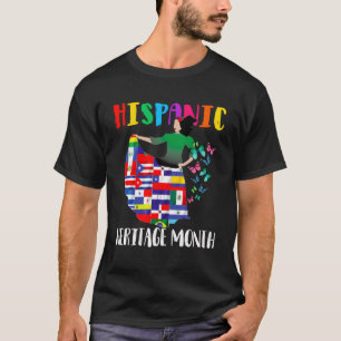 Hispanic Heritage Month  Latino Flags on Dress Wom T-Shirt