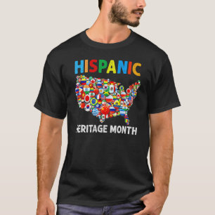 Hispanic Heritage Month Maps Countries Flags Latin T-Shirt