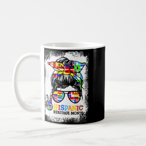 Hispanic Heritage Month Messy Bun Peace Sign Latin Coffee Mug