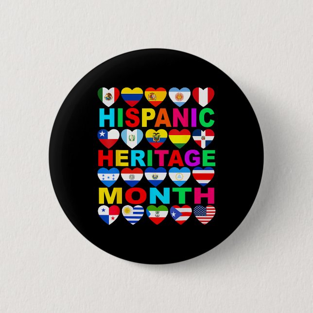 Hispanic Heritage Month National Latino Countries  Button (Front)