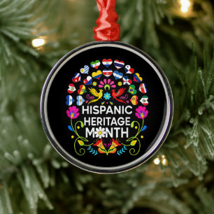 Hispanic Heritage Month National Latino Countries Metal Ornament