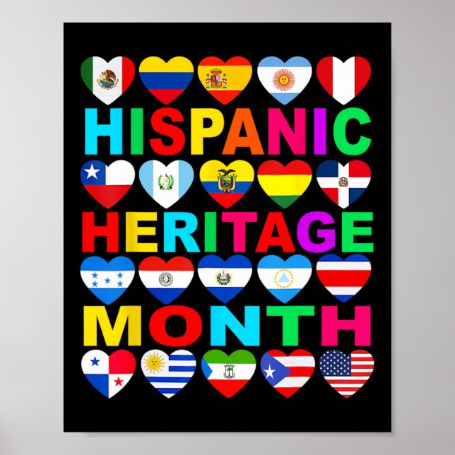 Hispanic Heritage Month National Latino Countries  Poster (Front)