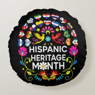 Hispanic Heritage Month National Latino Countries Round Pillow