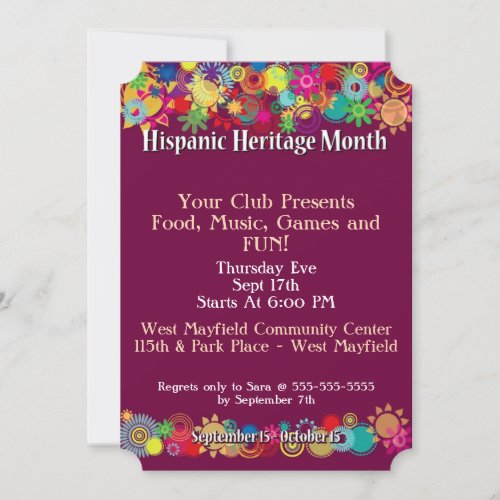 Hispanic Heritage Month Party Invitation