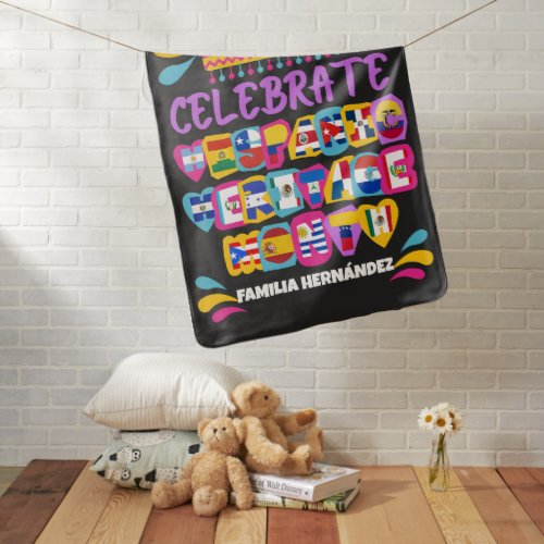 HISPANIC HERITAGE MONTH Personalized Family Baby Blanket