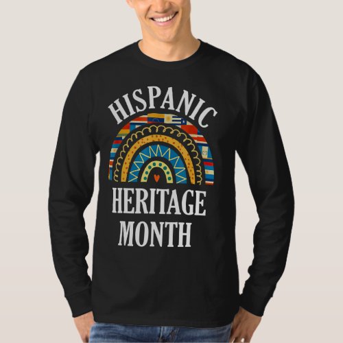 Hispanic Heritage Month Rainbow Latin Country Flag T_Shirt