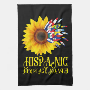 Hispanic Heritage Month Sunflower Latino Americans Kitchen Towel