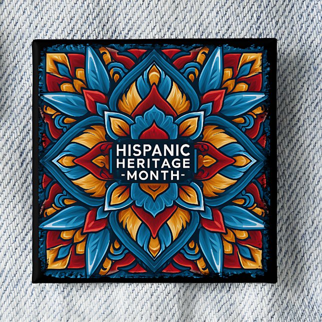 Hispanic Heritage Month Talavera Tile Pinback Button (Creator Uploaded)