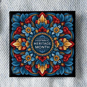 Hispanic Heritage Month Talavera Tile Pinback Button