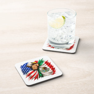 Hispanic Heritage Month USA Mexico Flag Beverage Coaster