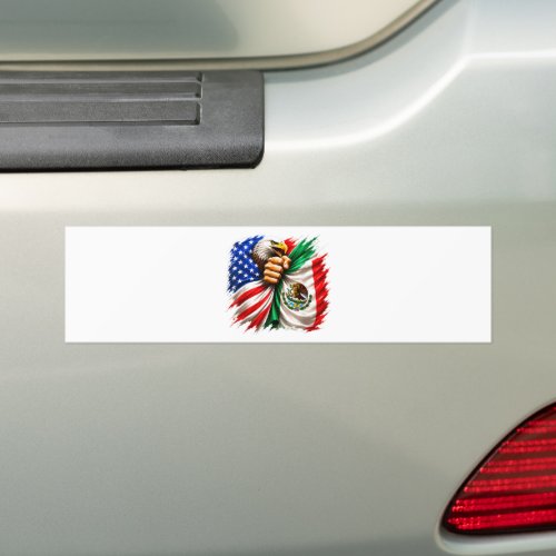 Hispanic Heritage Month USA Mexico Flag Bumper Sticker