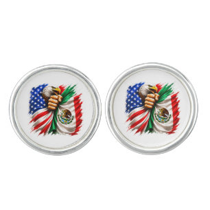 Hispanic Heritage Month USA Mexico Flag Cufflinks