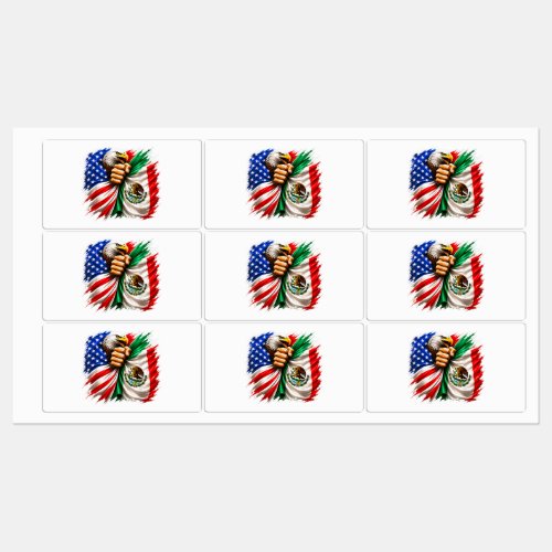 Hispanic Heritage Month USA Mexico Flag Labels