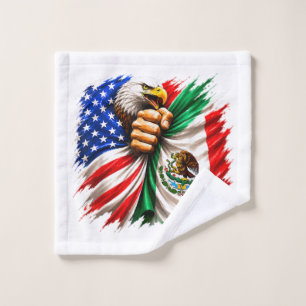Hispanic Heritage Month USA Mexico Flag Wash Cloth
