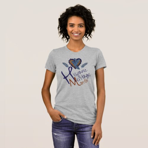 Hispanic Heritage Month With Blue Heart  Bird T_Shirt