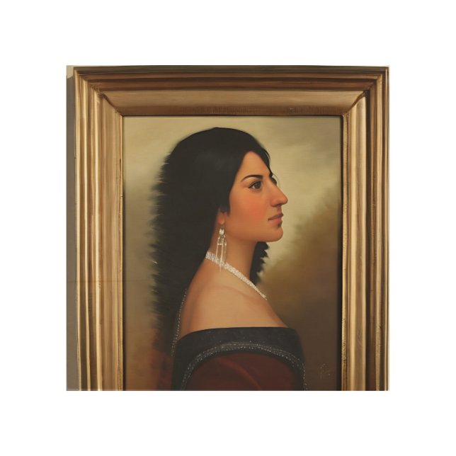 Hispanic Lady Oil Painting.  Wood Wall Art (Front)