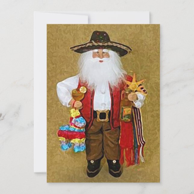 Hispanic Mexican Southwestern Texan Santa Claus Invitation (Front)