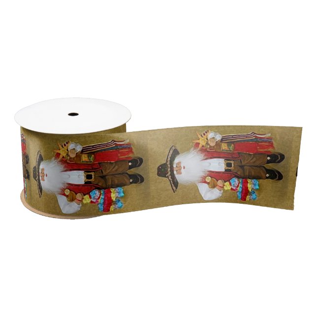 Hispanic Mexican Southwestern Texan Santa Claus Satin Ribbon (Spool)
