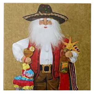 Hispanic Mexican Southwestern Texan Santa Claus Tile