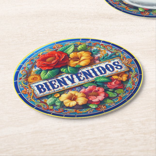 Hispanic Southwest WELCOME  Round Paper Coaster (Angled)