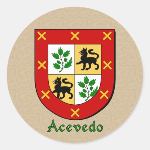 Hispanic Surname Acevedo Family Shield Stickers