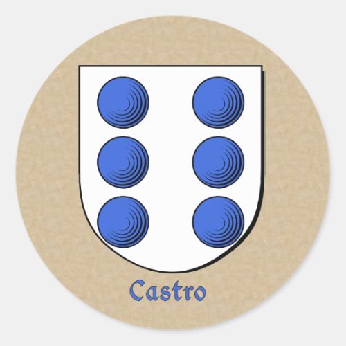 Hispanic Surname Castro Family Shield Stickers