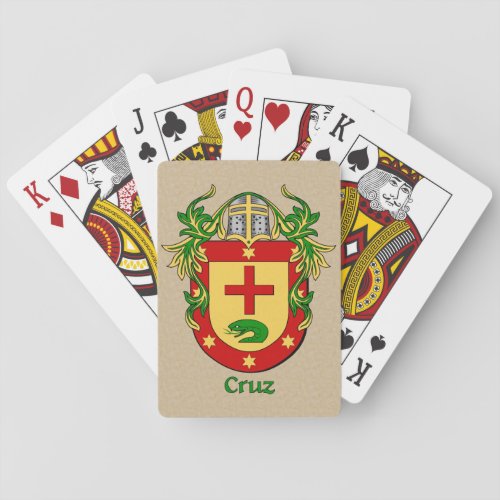 Hispanic Surname Cruz Shield and Mantle Playing Cards