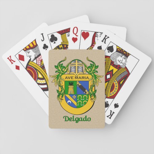 Hispanic Surname Delgado Shield and Mantle Playing Cards