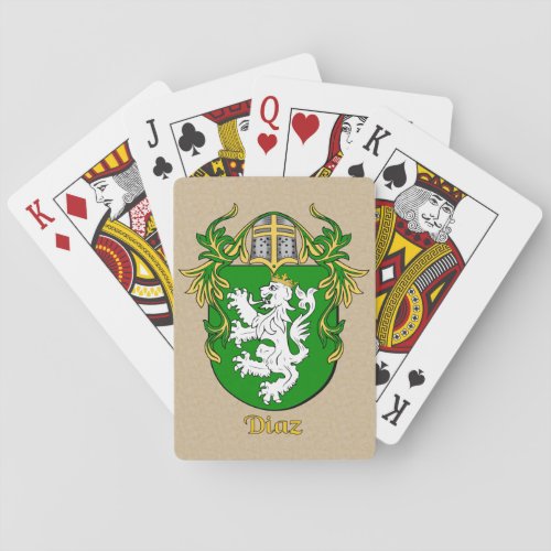 Hispanic Surname Diaz Shield and Mantle Playing Cards