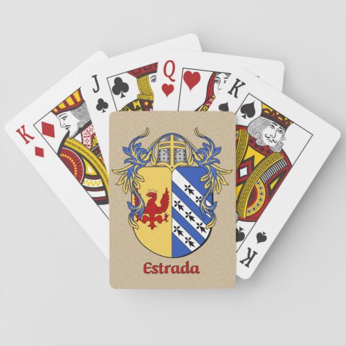 Hispanic Surname Estrada Shield and Mantle Playing Cards