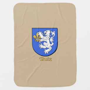 Hispanic Surname Ruiz Heraldic Shield Receiving Blanket