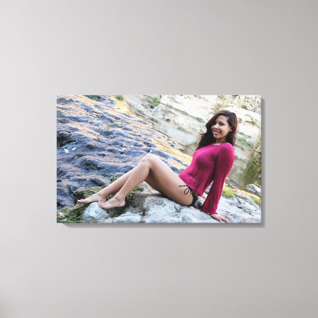 Hispanic Woman Creek Canvas Print (Front)