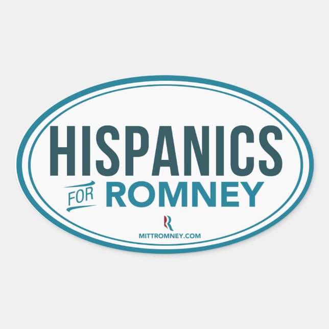 Hispanics For Mitt Romney 2012 (Oval Sticker) Oval Sticker (Front)