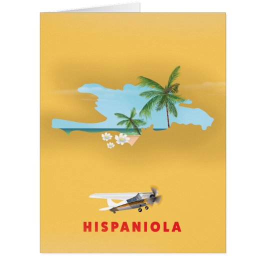 Hispaniola Map illustrated print. (Front)