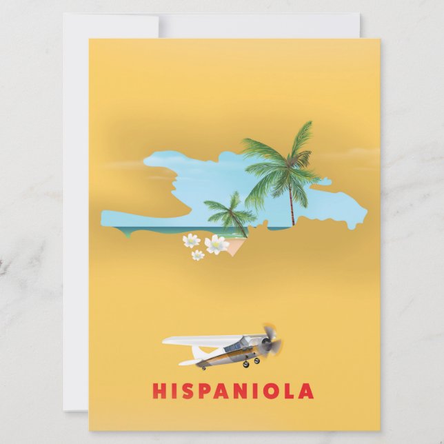 Hispaniola Map illustrated print. Invitation (Front)