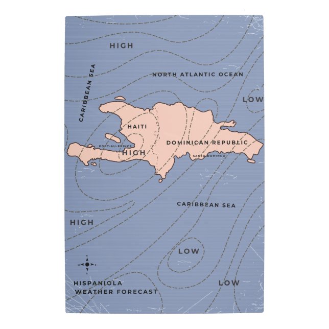 Hispaniola Weather map Metal Print (Front)