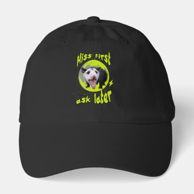 Hiss first, ask later Funny Opossum Hissing Hat (Front)