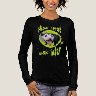 Hiss first, ask later Funny Opossum Hissing Tri-Blend Shirt