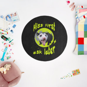 Hiss First Ask Later Funny Opossum Humor  Outdoor Rug