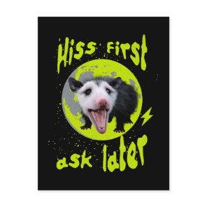 Hiss First Ask Later Funny Opossum Humor  Postcard