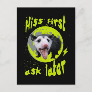 Hiss First Ask Later Funny Opossum Humor Postcard