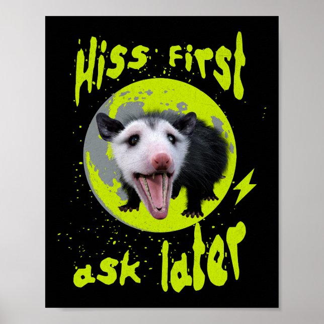 Hiss First Ask Later Funny Opossum Humor  Poster (Front)